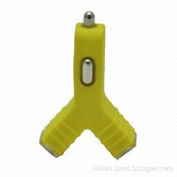 Fashionable Y-shape Colorful Dual USB Car Charger 5V 2.1A